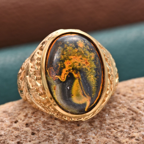 Bumble Bee Jasper (Ovl) Ring in 14K Gold Overlay Sterling Silver 11.500 Ct.