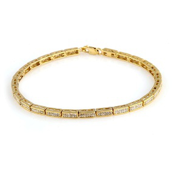 Close Out Deal Diamond (Sqr) Bracelet in 14K Gold Overlay Sterling Silver (Size 7.5) 2.000 Ct.