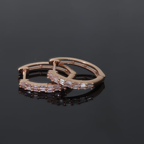 9K Rose Gold Natural Pink Diamond Hoop Earrings (with Clasp) 0.25 Ct.