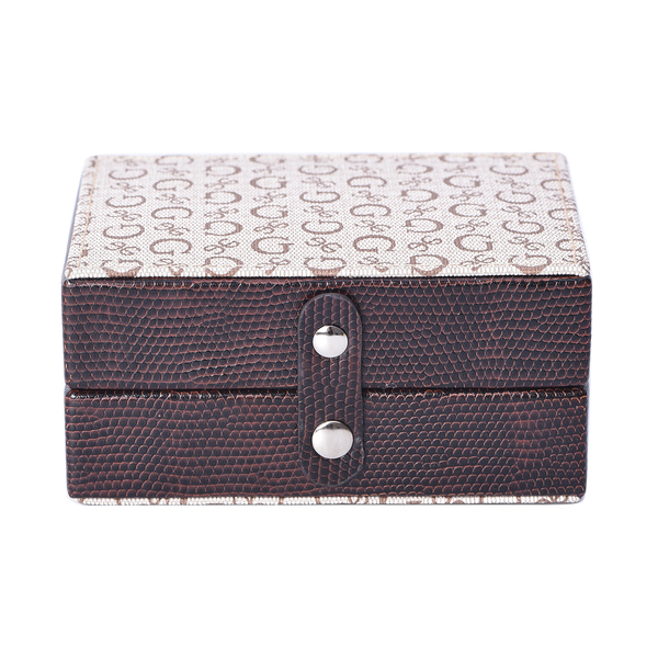 Portable G Pattern Jewellery Box with Button Closure (Size 12x9x6Cm) - Maroon