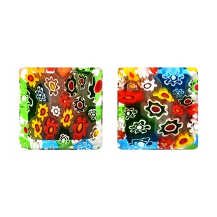 Multi Colour Murano Style Glass Cufflinks in Stainless Steel