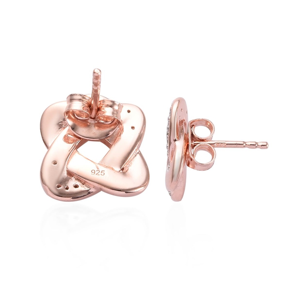 0.15 Carat Diamond Knot Stud Earrings (with Push Back) in Rose Gold Overlay Sterling Silver