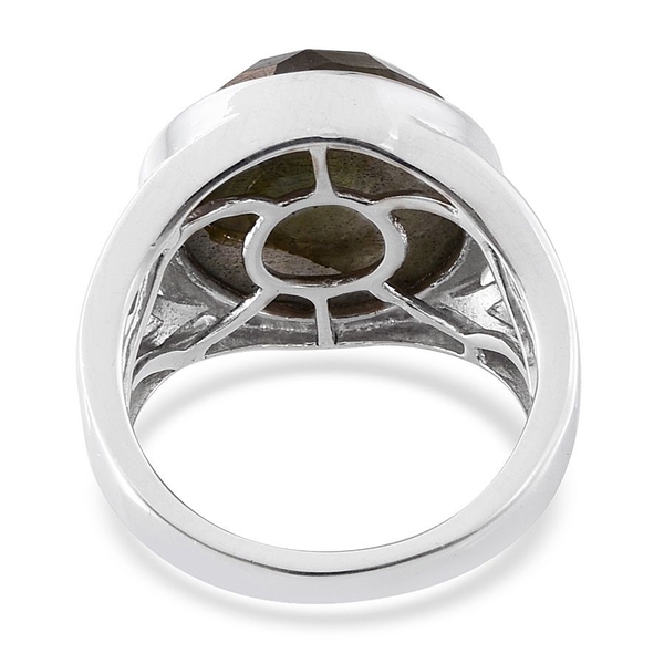 Labradorite (Rnd) Ring in Platinum Overlay Sterling Silver 11.250 Ct.