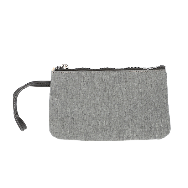 Multi Purpose Zipper Closure Tote Bag (40x13x35cm) with Wristlet (20x12cm) and Power Bank - Grey