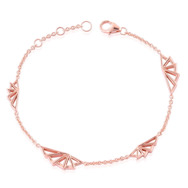 LucyQ Art Deco Bracelet in Rose Gold Plated Silver 6.03 Grams 8 Inch