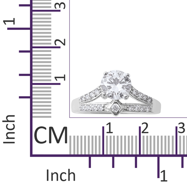 ELANZA Simulated Diamond (Rnd) Ring in Rhodium Overlay Sterling Silver