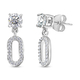 Moissanite Dangling Earrings (with Push Back) in Platinum Overlay Sterling Silver 1.05 Ct.