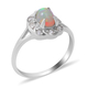 Ethiopian Welo Opal and Natural Cambodian Zircon Ring in Rhodium Overlay Sterling Silver 1.03 Ct.