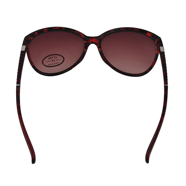 Animal Print Wayfarer Sunglasses with Polycarbonate Frame Lens -  Brown