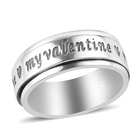 Sterling Silver Stackable My-Valentine Engraved Ring (Size M)