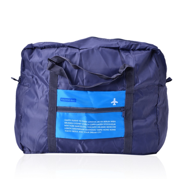 Set of 2 - Blue Colour Foldable Waterproof Travel Bag and Storage Bag (Size 42x35x17 Cm and 26.5x16x9.5 Cm)