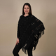 TAMSY Tassel Detailing Knitted Poncho With Beads - Black