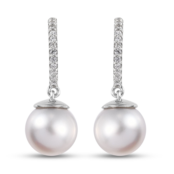 Royal Bali Collection - South Sea Pearl and Natural Cambodian Zircon Earrings (with Push Back) in Pl