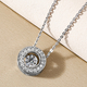 Moissanite Pendant with Chain (Size-20) in Platinum Overlay Sterling Silver
