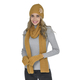 3 Piece Set - 100% Acrylic Knitted Scarf (Size 198x28Cm), Hat (Size 22x15Cm) and Gloves (Size 21x6Cm) - Camel