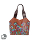 SUKRITI 100% Genuine Leather RFID Protected Floral Tote Bag (Size 23.5x29.5x10.5cm) - Burgundy