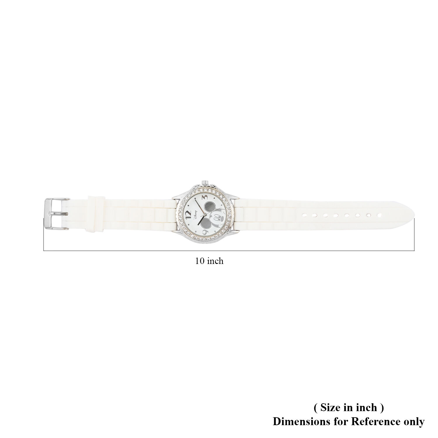 Disney Mickey Mouse Quartz Movement Crystal Watch with White Silicone Strap (25mm)