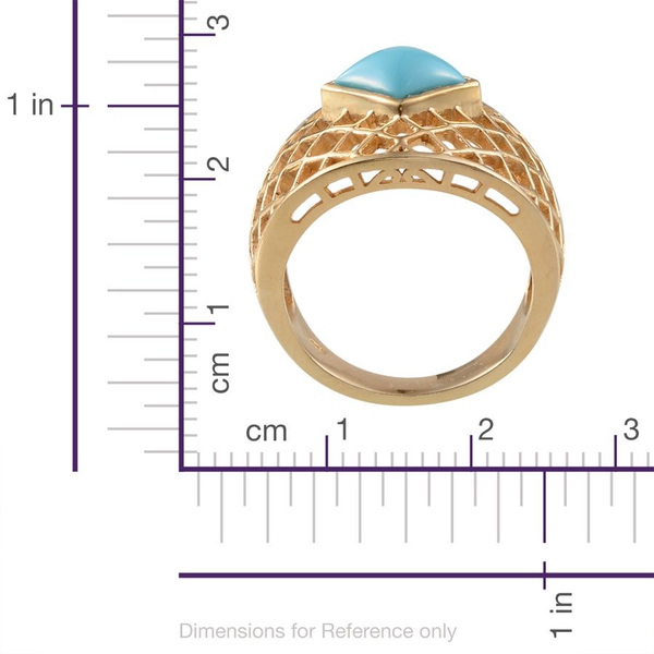 Arizona Sleeping Beauty Turquoise (Sqr) Net Design Ring in 14K Gold Overlay Sterling Silver 2.400 Ct.