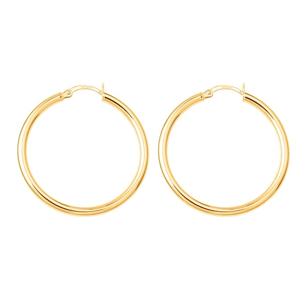 9K Yellow Gold Hoop Earrings with Clasp