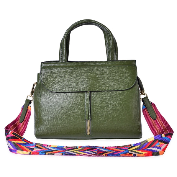 Designer Inspired  - Limited Edition- 100% Genuine Premium Leather Green Colour Tote Bag with Remova
