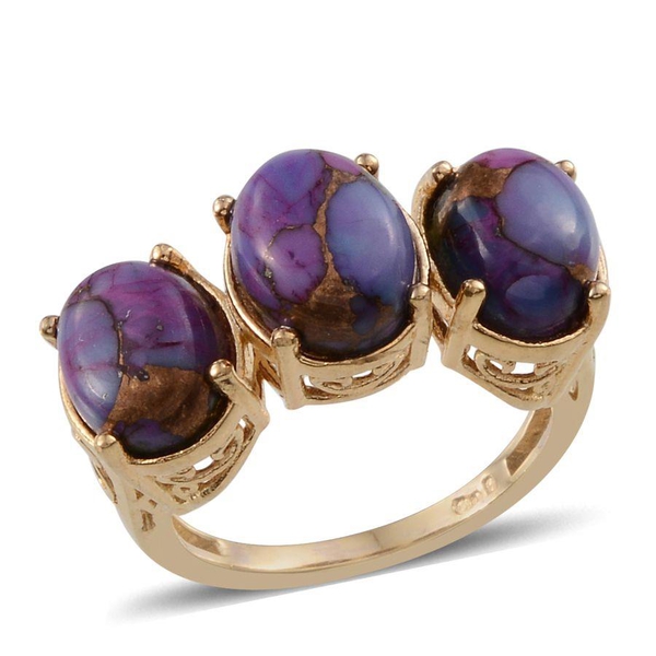 Mojave Purple Turquoise (Ovl) Trilogy Ring in ION Plated 18K Yellow Gold Bond 4.250 Ct.
