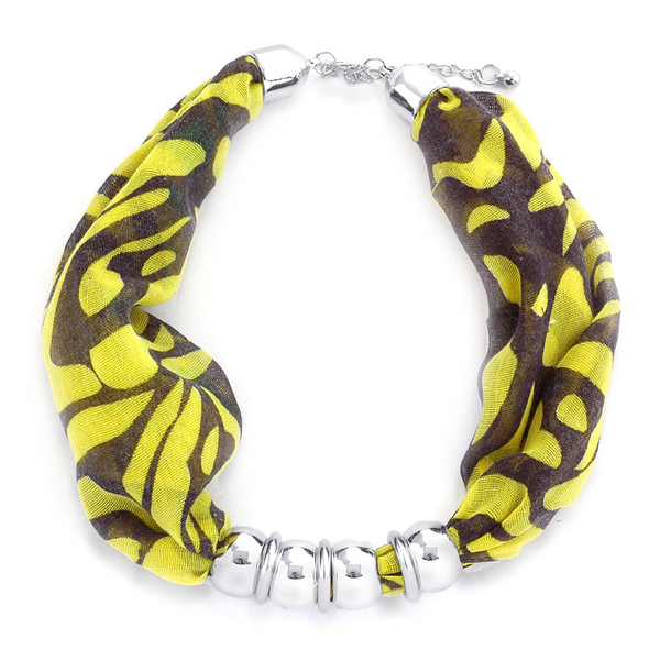 Yellow Zebra Pattern Scarf Necklace (Size 45 Cm)