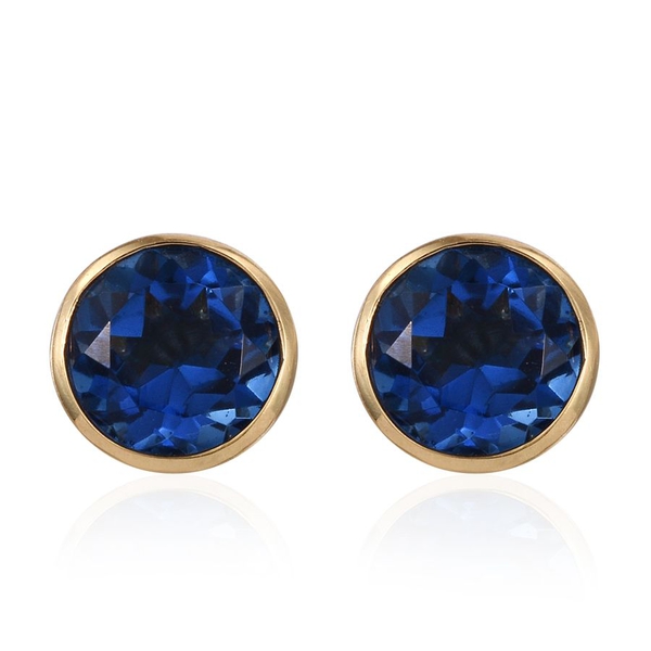 Ceylon Colour Quartz (Rnd) Stud Earrings (with Push Back) in 14K Gold Overlay Sterling Silver 4.500 