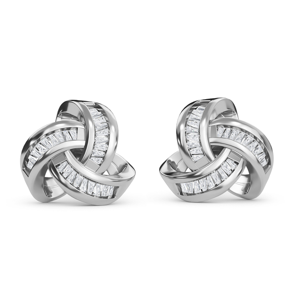 0.26 Ct Diamond Triple Knot Stud Earrings GH Colour in Platinum Plated Silver