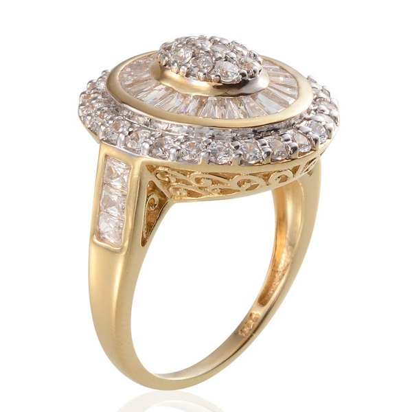Lustro Stella - 14K Gold Overlay Sterling Silver (Rnd) Ring Made with Finest CZ 2.660 Ct.