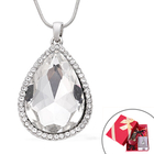 3 Piece Set - Simulated Diamond, White Austrian Crystal Pendant with Chain (Size 24 with 3 inch Exte