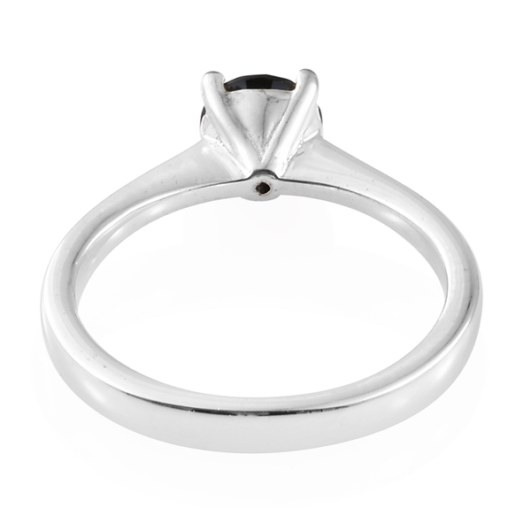 ROSE CUT Black Diamond (Rnd) Solitaire Ring in Platinum Overlay Sterling Silver 1.000  Ct.