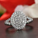 Lustro Stella Platinum Overlay Sterling Silver Cluster Ring Made with Finest CZ 1.69 Ct.