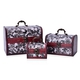 Hand Crafted - Set of 3 Faux Leather Floral Pattern Large, Medium and Small Chest Jewellery Box -Bla