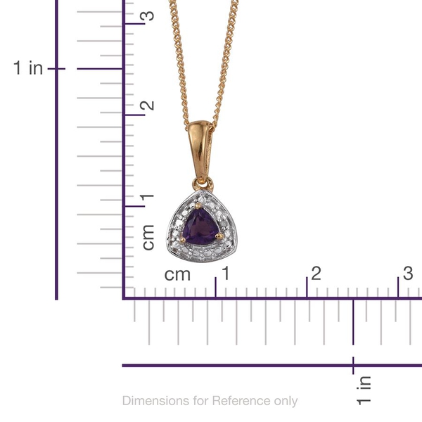 Amethyst (Trl), Diamond Pendant with Chain and Lever Back Earrings in 14K Gold Overlay Sterling Silver 0.750 Ct.