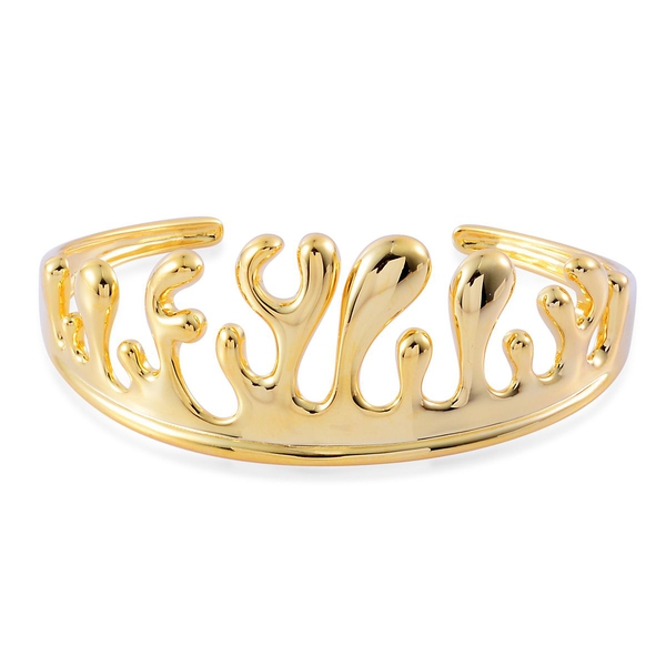 LucyQ Motion Ocean Cuff Bangle (Size 7) in Yellow Gold Plated Sterling Silver 20.40 Gms.