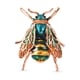 Black Austrian Crystal Enamelled Bee Brooch in Gold Tone