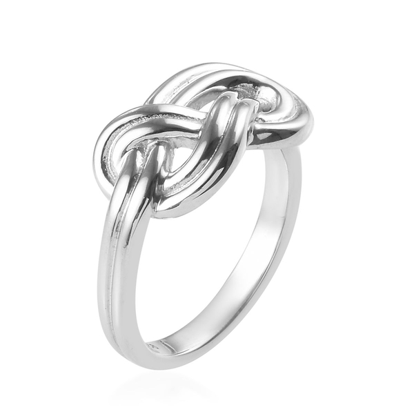 Platinum Overlay Sterling Silver Infinity Knot Ring