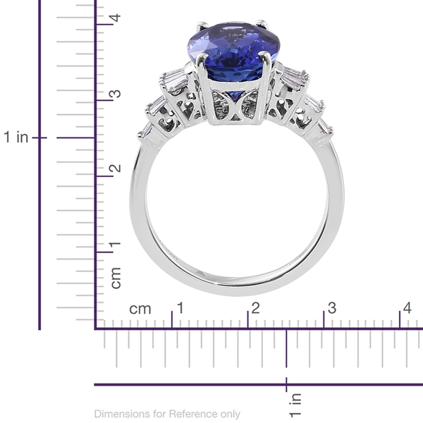 RHAPSODY 950 Platinum AAAA Tanzanite ( 5.81 Ct) Ring with VS E-F Diamond ( 0.39 Ct ), Platinum Wt 6.30 Gm
