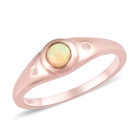 Ethiopian Welo Opal and Diamond Ring (Size N) in Rose Gold Sterling Silver