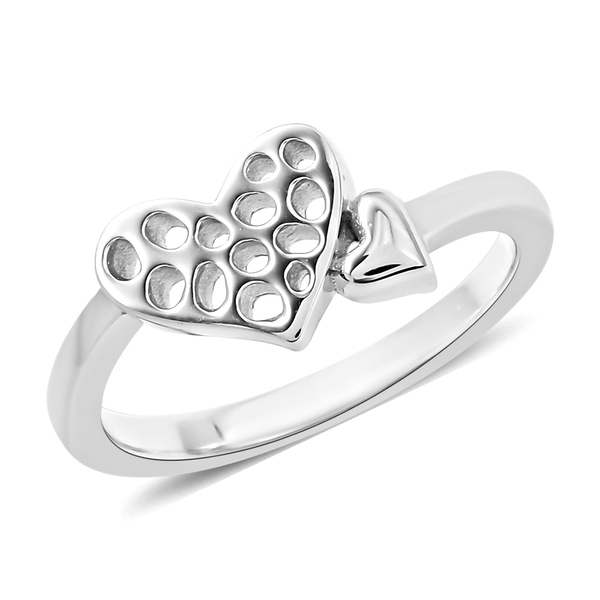 RACHEL GALLEY Angle Heart Lattice Ring in Rhodium Plated Sterling Silver