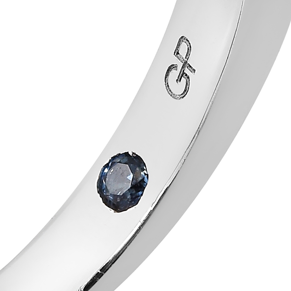 GP Citrine (Pear), Kanchanaburi Blue Sapphire Ring in Platinum Overlay Sterling Silver 6.500 Ct.