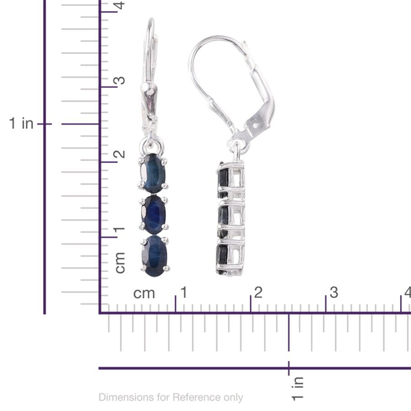 Black Sapphire (Ovl) Lever Back Earrings in Sterling Silver 1.500 Ct.