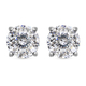 Moissanite (120 Faceted) Stud Earrings (With Push Back) in Rhodium Overlay Sterling Silver 1.75 Ct.