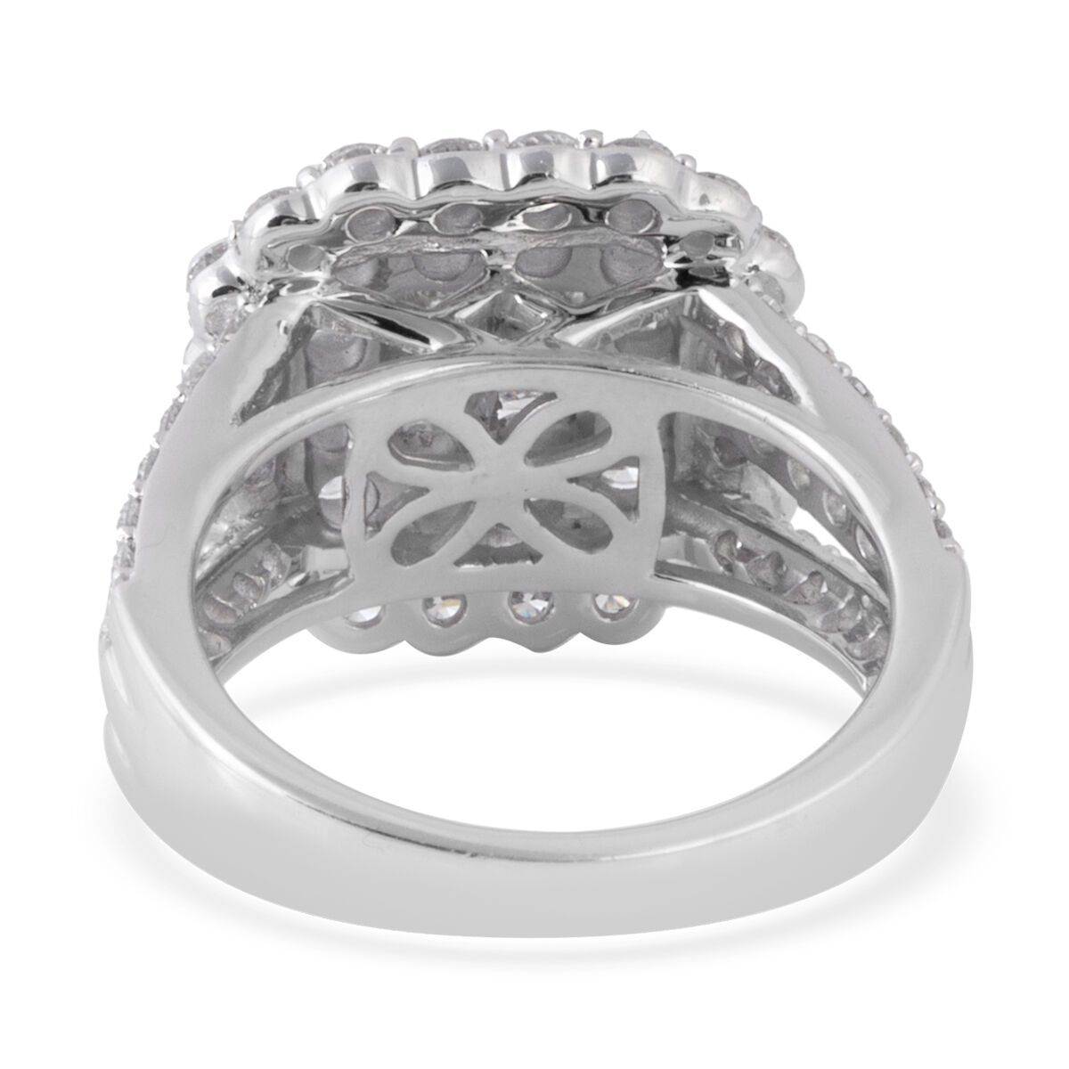New York Close Out- Limited Available 14K White Gold (I1 /G-H) Diamond (Sqr and Rnd) Ring 3.000 Ct, Gold wt 8.50 Gms.