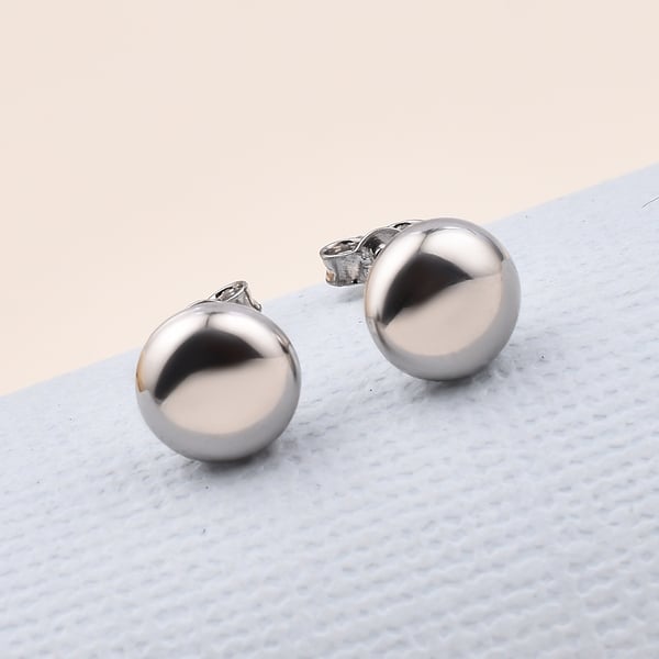 Vicenza Collection- 9K White Gold Stud Earrings (With Push Back)