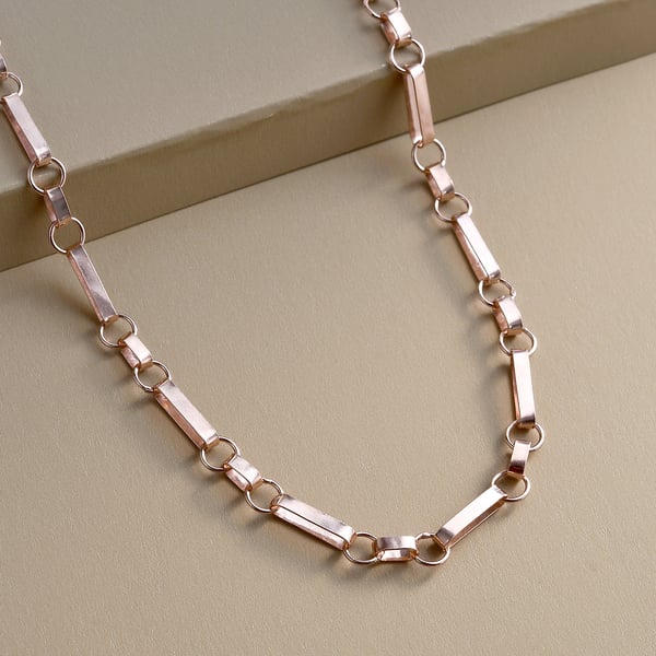 Hatton Garden Close Out Deal- Italian Made- Rose Gold Overlay Sterling Silver Figaro Belcher Necklace (Size - 24) With Lobster Clasp