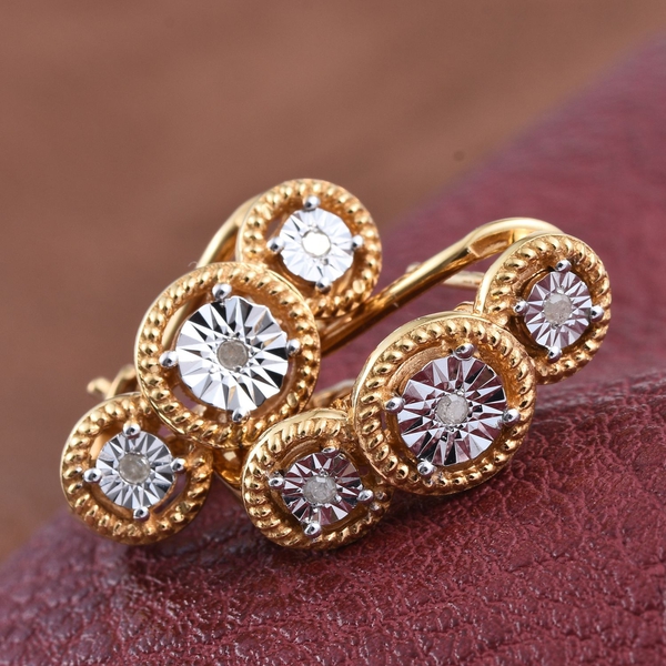 Diamond (Rnd) Earrings (with French Clip) in 14K Gold Overlay Sterling Silver 0.060 Ct.