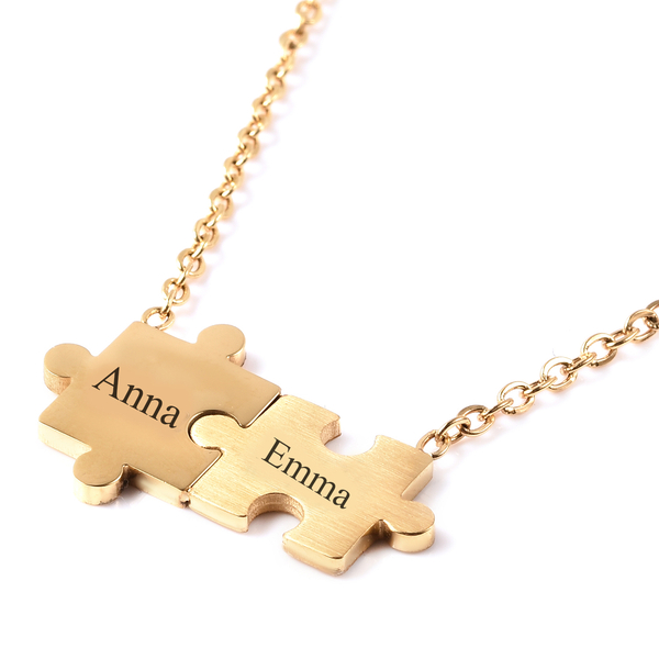 Personalised Engravable Puzzle Necklace, Size 17+2 Inch, Stainless Steel