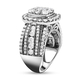 NY Close Out- 14K White Gold Diamond (I1-I2/G-H) Cluster Ring 3.04 Ct, Gold wt. 8.86 Gms SIZE N