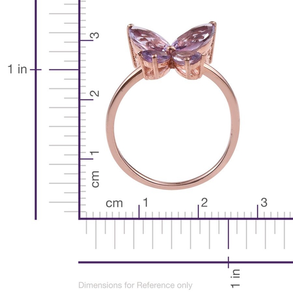 Rose De France Amethyst (Mrq) Butterfly Ring in Rose Gold Overlay Sterling Silver 2.500 Ct.